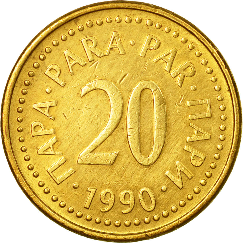 Coin, Yugoslavia, 20 Para, 1990, EF(40-45), Brass, KM:140