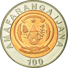Coin, Rwanda, 100 Francs, 2007, British Royal Mint, AU(55-58), Bi-Metallic