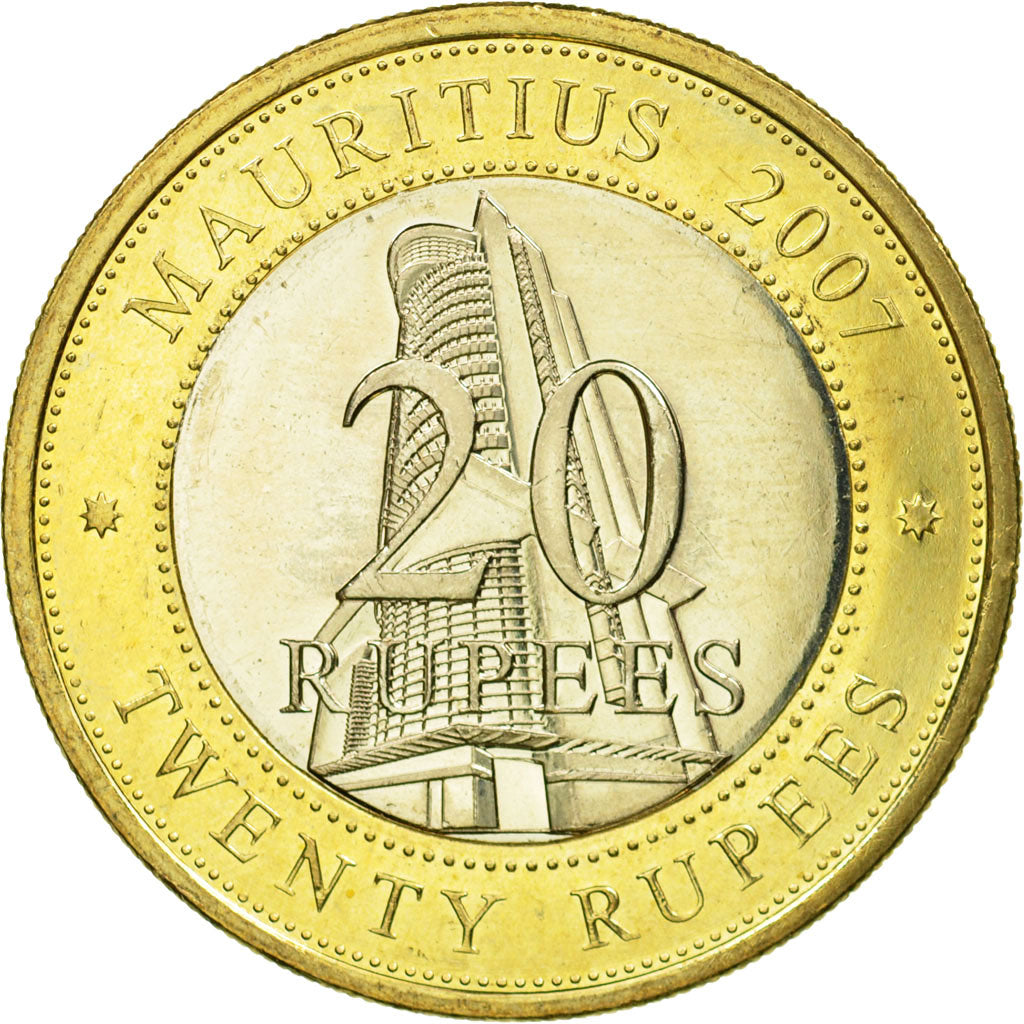 Coin, Mauritius, 20 Rupees, 2007, AU(55-58), Bi-Metallic, KM:66