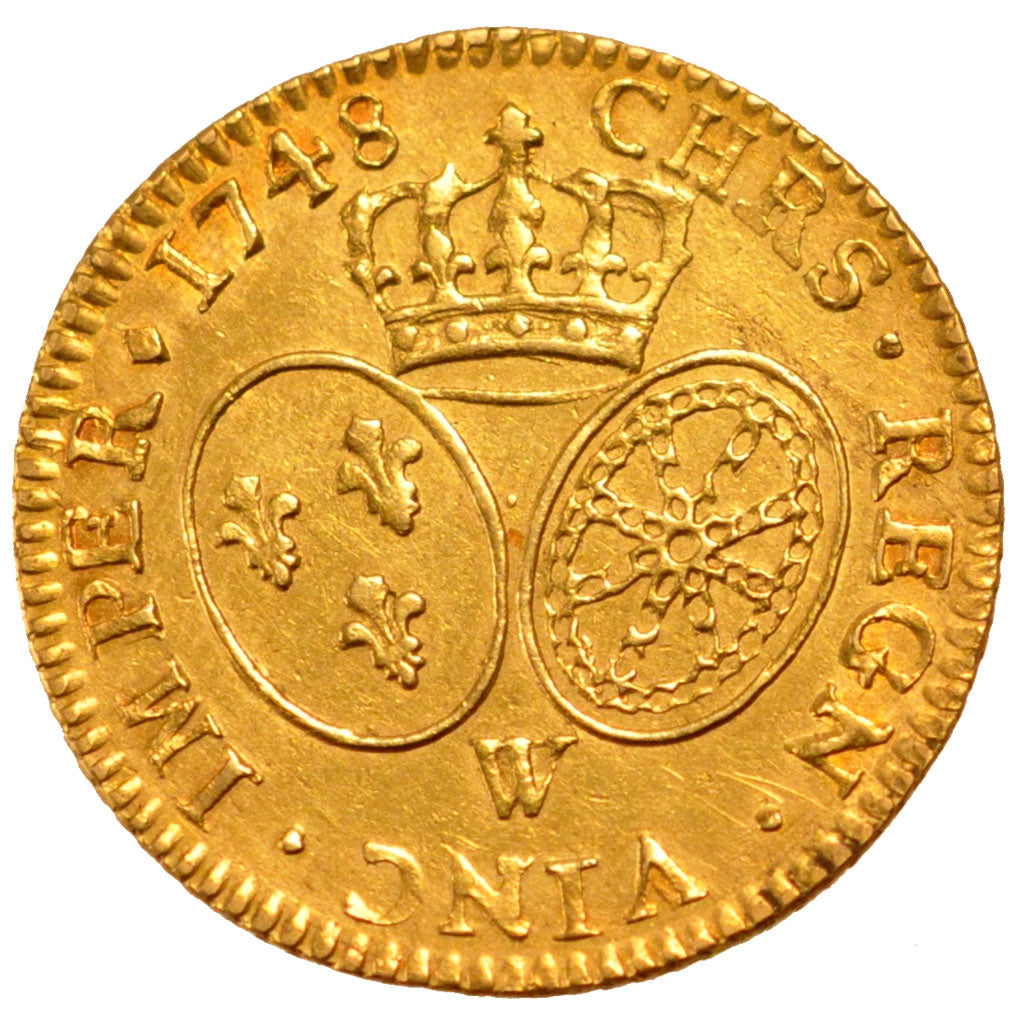Francia, Louis XV, Louis d'or au bandeau, Louis d'Or, 1748, Lille, BB+, Oro,...