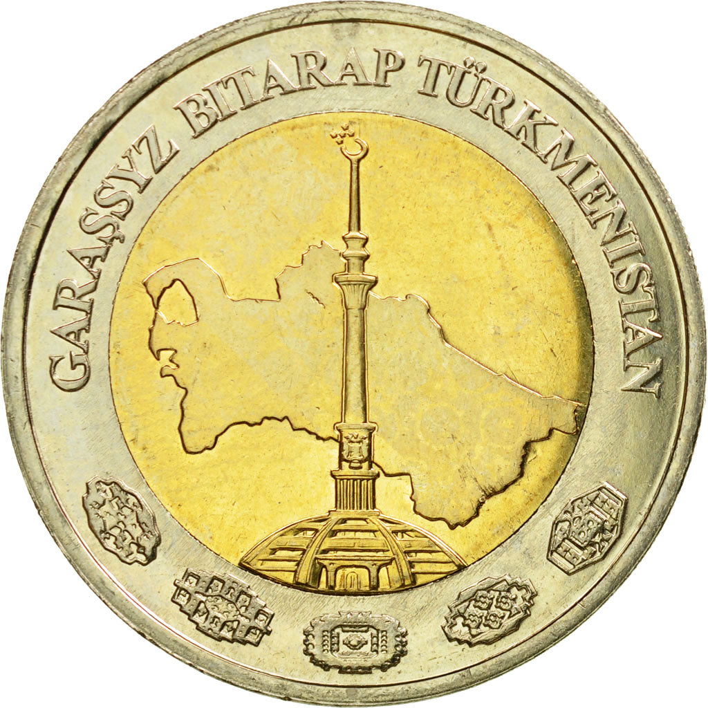Coin, Turkmanistan, 2 Manat, 2010, AU(55-58), Bi-Metallic, KM:104