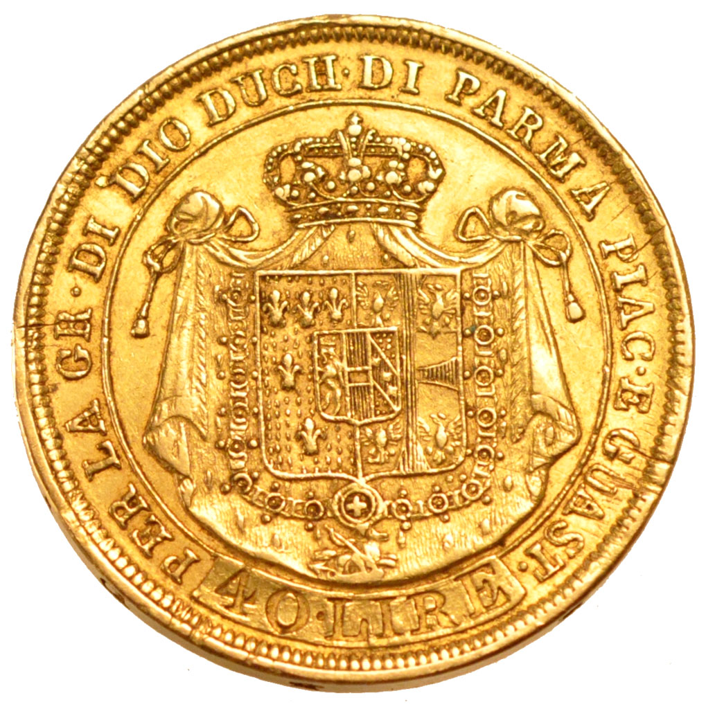 ITALIAN STATES, 40 Lire, 1815, Parma, KM #32, EF(40-45), Gold, 12.80