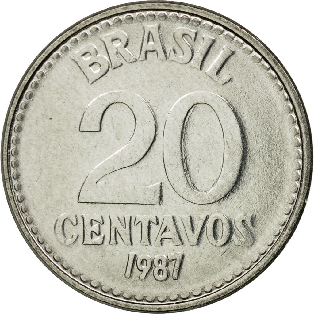 Coin, Brazil, 20 Centavos, 1987, AU(55-58), Stainless Steel, KM:603