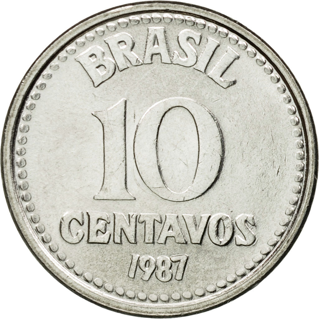 Monnaie, Brésil, 10 Centavos, 1987, SUP, Stainless Steel, KM:602