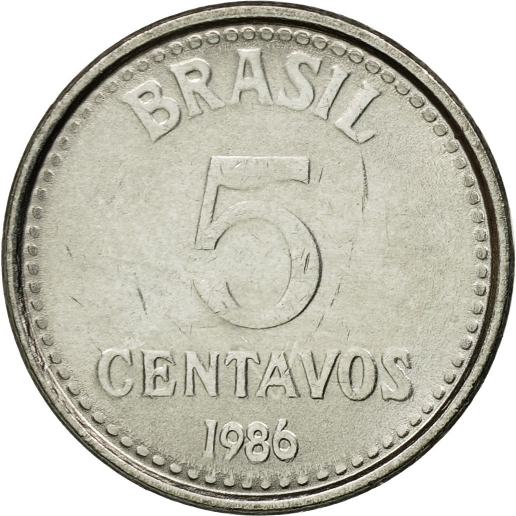 Moneta, Brasile, 5 Centavos, 1986, SPL-, Acciaio inossidabile, KM:601