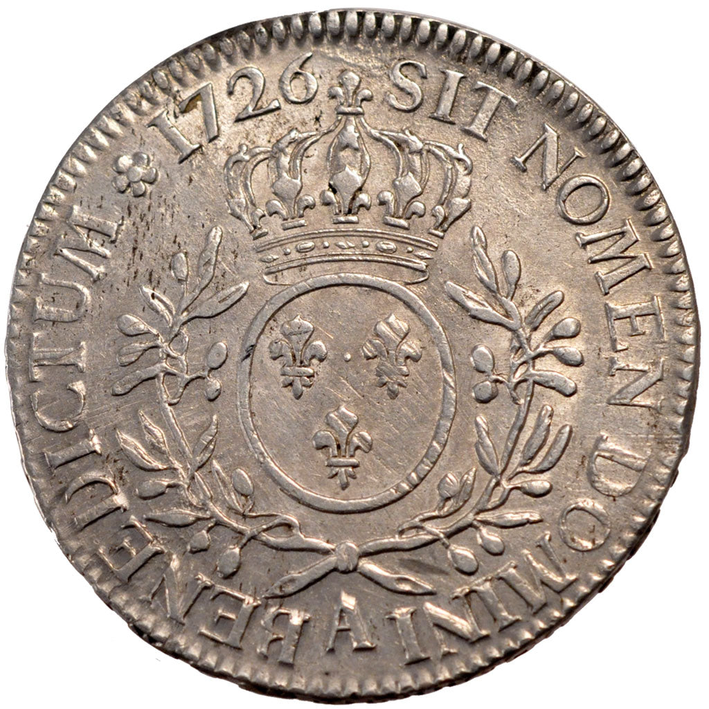 FRANCE, Écu aux branches d'olivier, ECU, 1726, Paris, KM #486.1, EF(40-45), ...