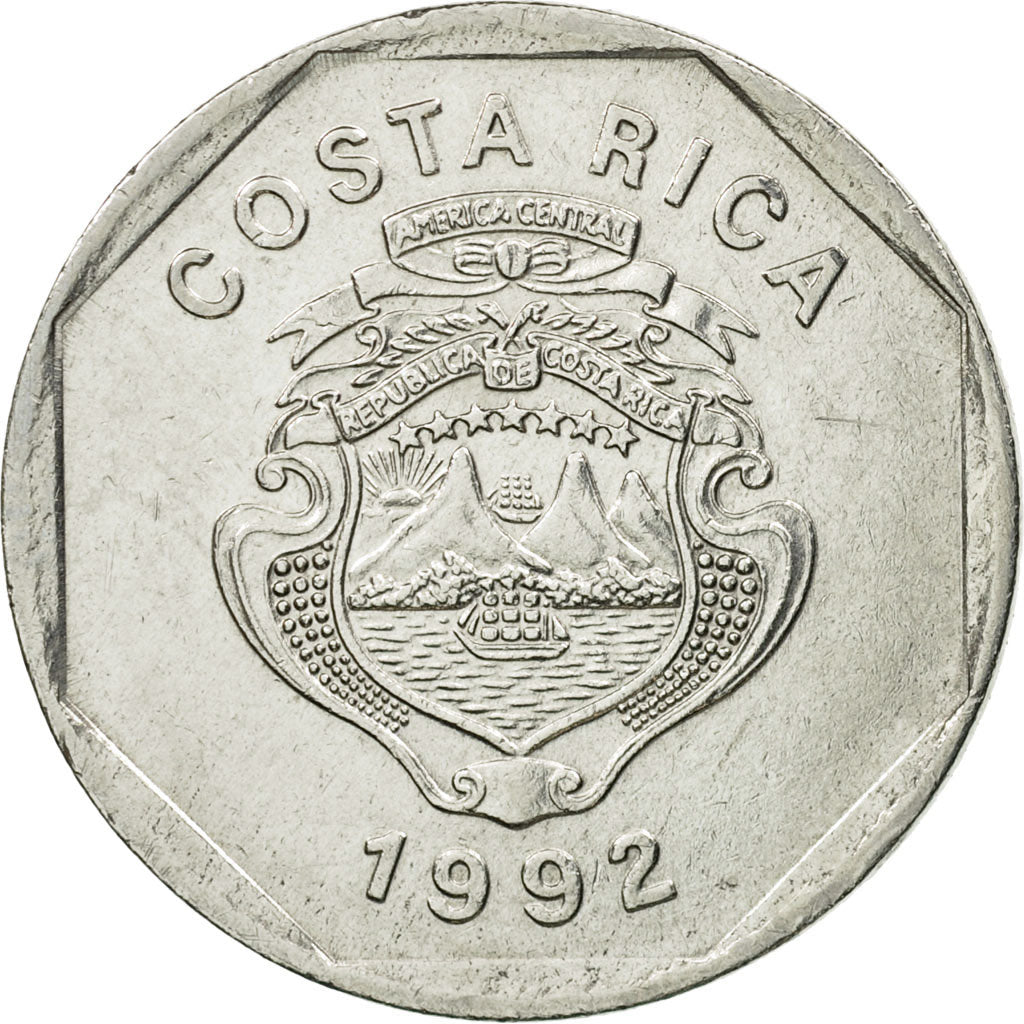 Coin, Costa Rica, 10 Colones, 1992, EF(40-45), Stainless Steel, KM:215.1