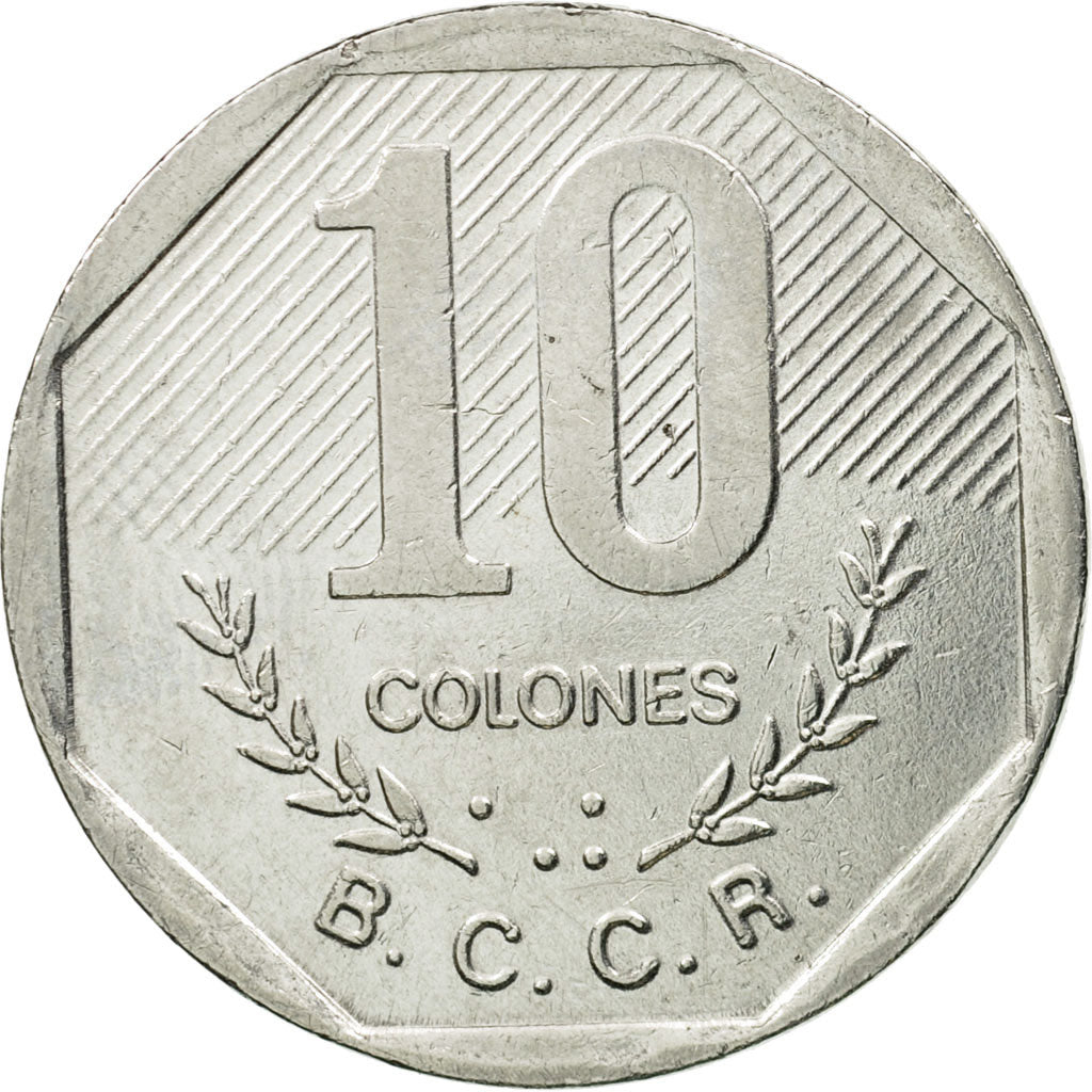 Coin, Costa Rica, 10 Colones, 1992, EF(40-45), Stainless Steel, KM:215.1