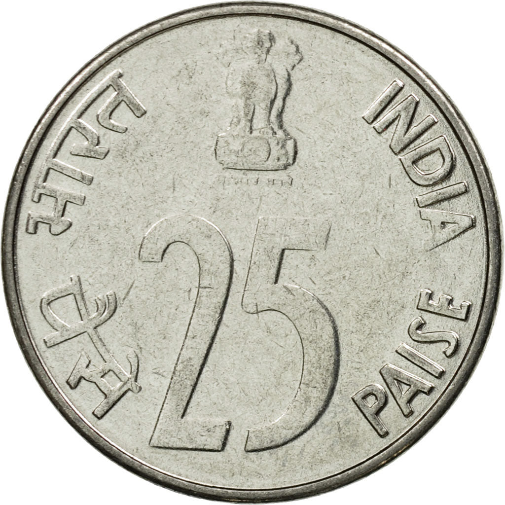 Coin, INDIA-REPUBLIC, 25 Paise, 2000, AU(55-58), Stainless Steel, KM:54