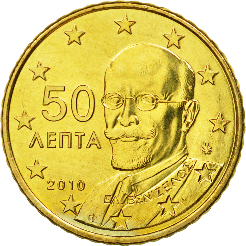 Moneta, Grecia, 50 Euro Cent, 2010, SPL, Ottone, KM:213