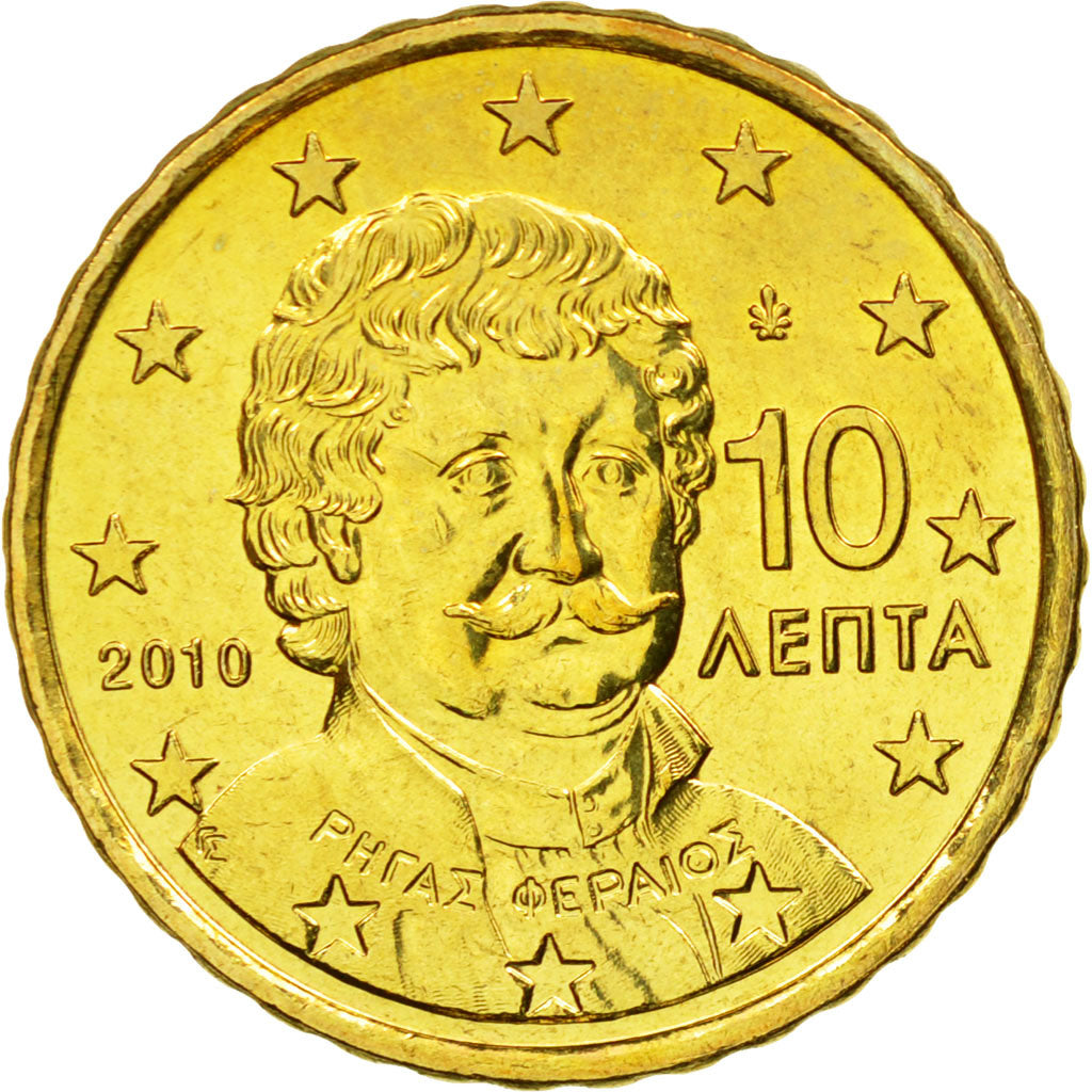 Greece, 10 Euro Cent, 2010, MS(63), Brass, KM:211