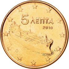 Coin, Greece, 5 Euro Cent, 2010, Athens, MS(63), Copper Plated Steel, KM:183