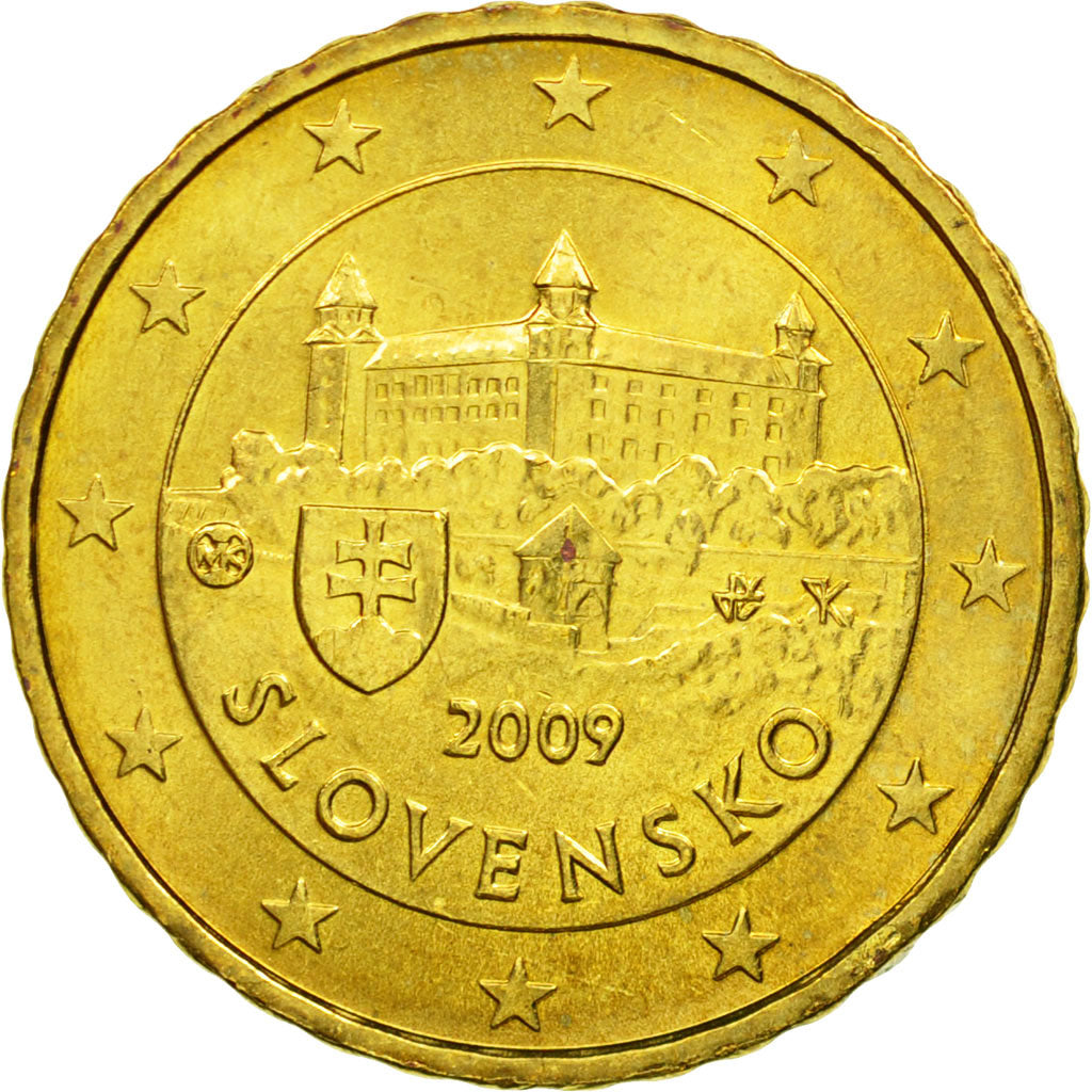 Slovakia, 10 Euro Cent, 2009, AU(55-58), Brass, KM:98
