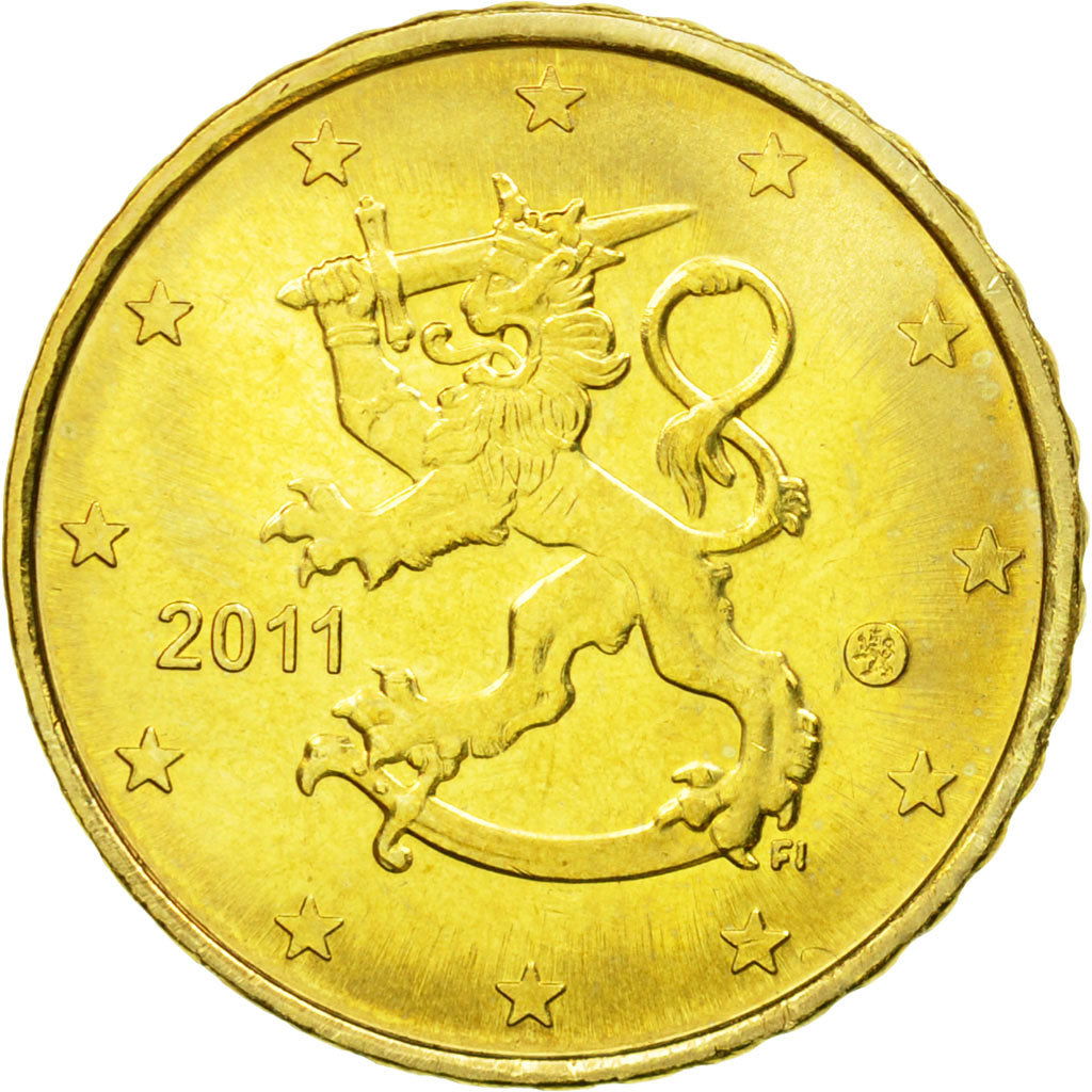 Finlandia, 10 Euro Cent, 2011, Vantaa, MS(63), Mosiądz, KM:126