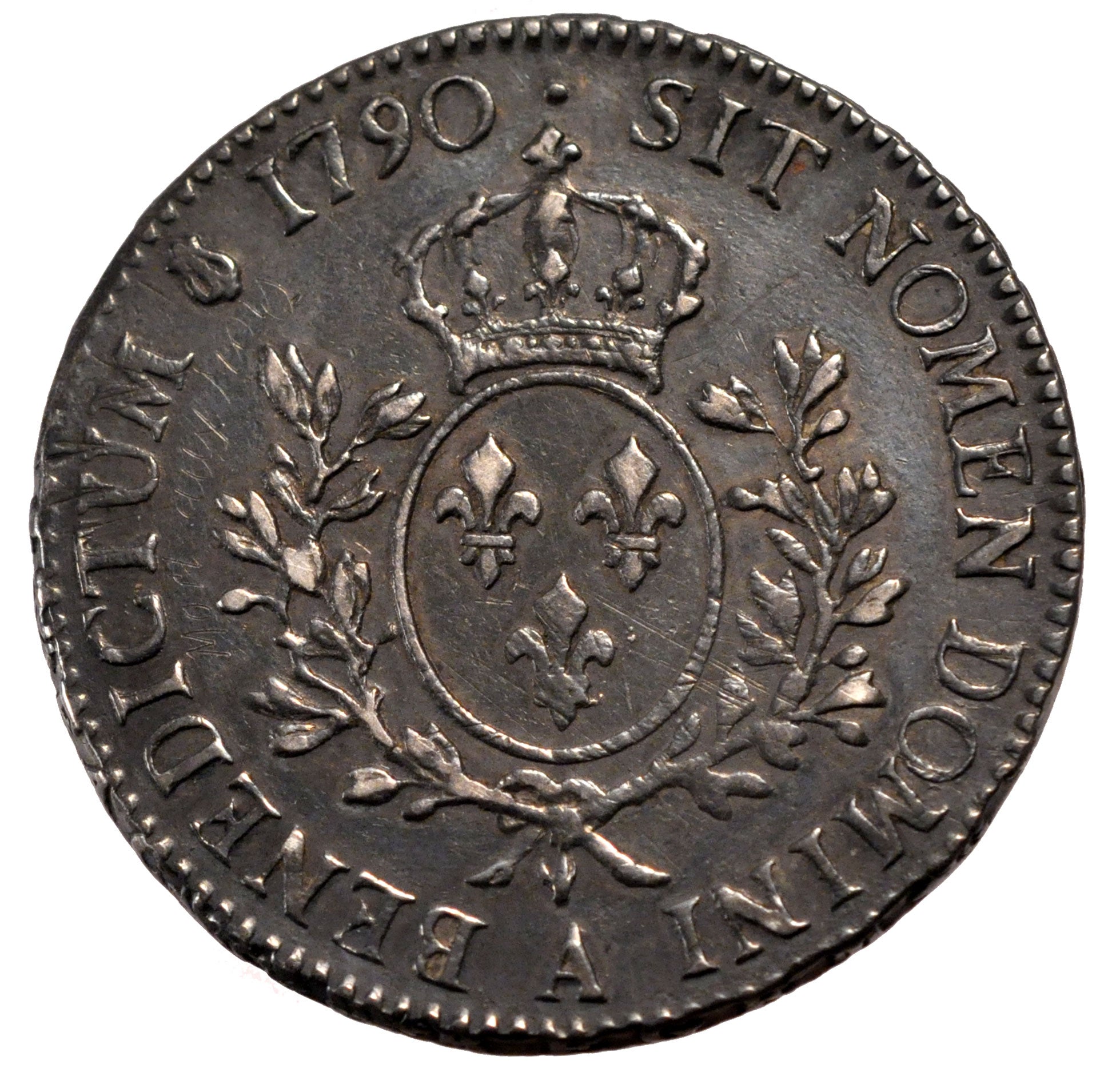 FRANCE, Ecu, 1790, Paris, AU(50-53), Silver, Gadoury #356, 29.37