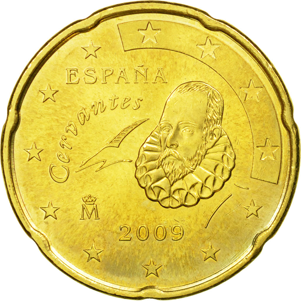Spagna, 20 Euro Cent, 2009, SPL-, Ottone, KM:1071