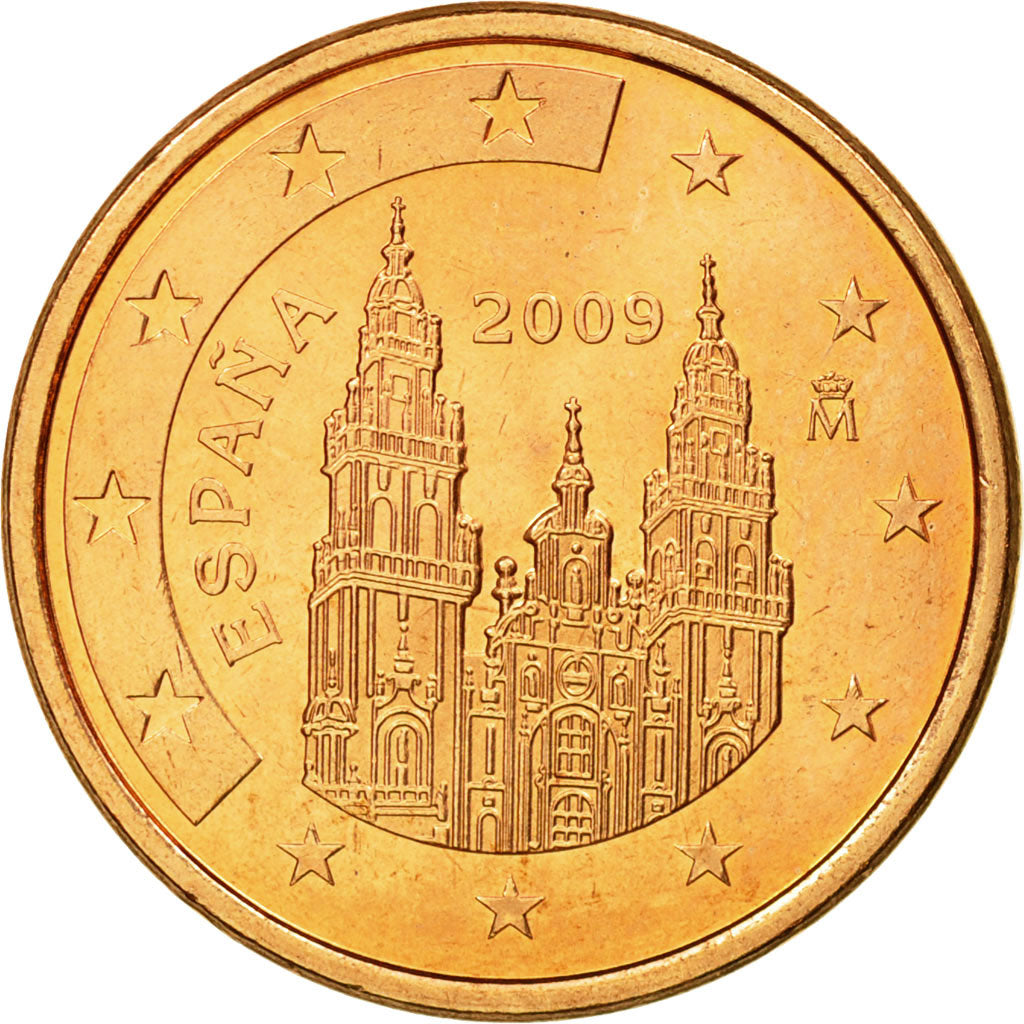 Spain, 5 Euro Cent, 2009, MS(63), Copper Plated Steel, KM:1042