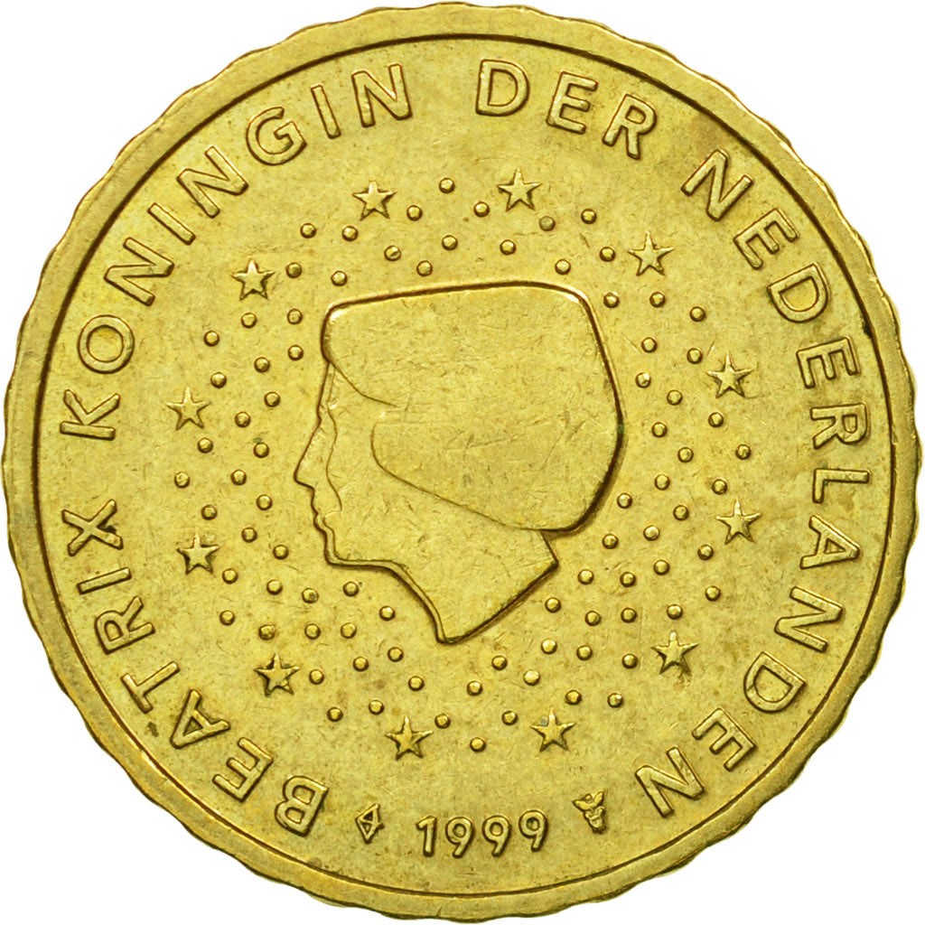 Netherlands, 10 Euro Cent, 1999, EF(40-45), Brass, KM:237
