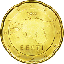 Estonia, 20 Euro Cent, 2011, AU(55-58), Brass, KM:65