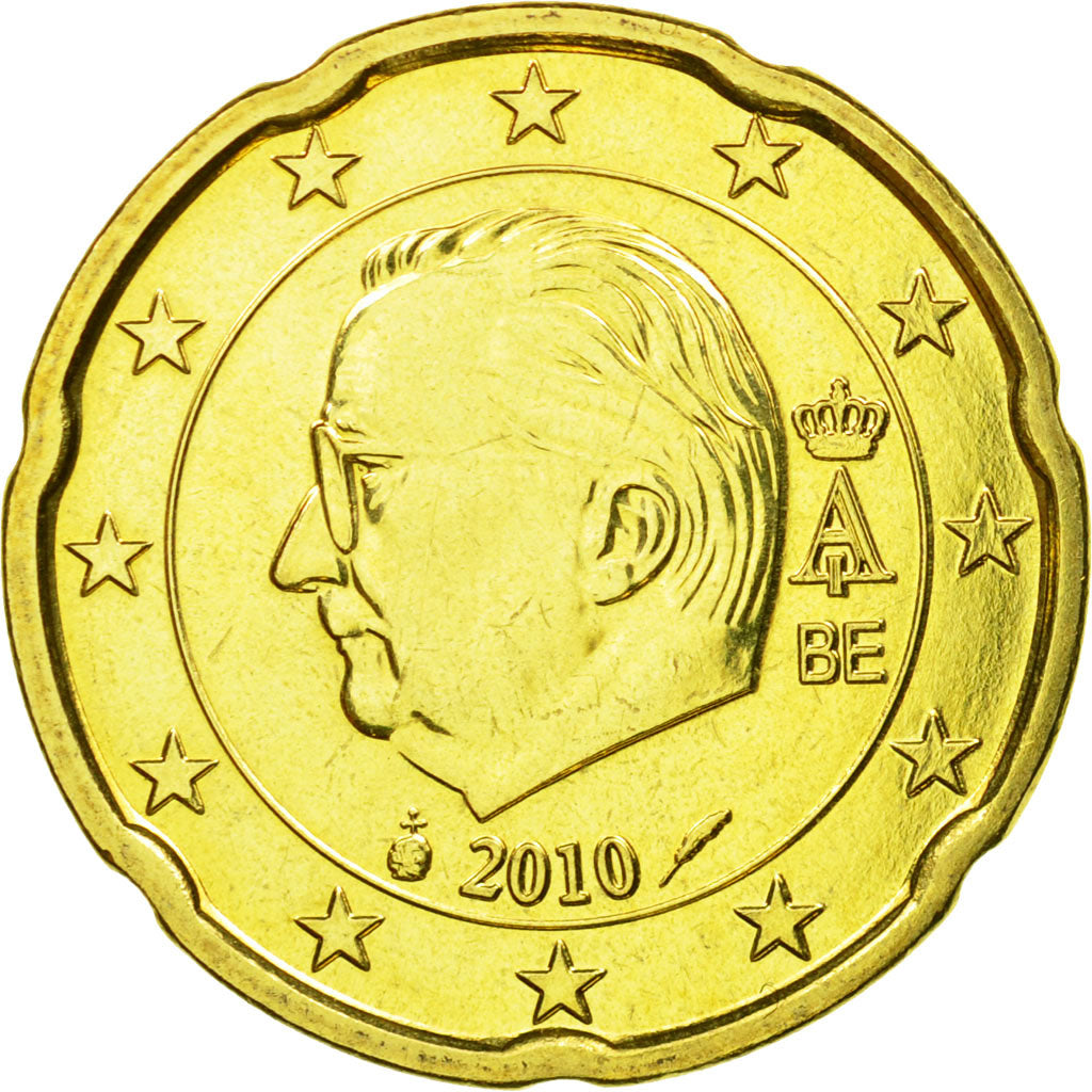 Belgique, 20 Euro Cent, 2010, SPL, Laiton, KM:278