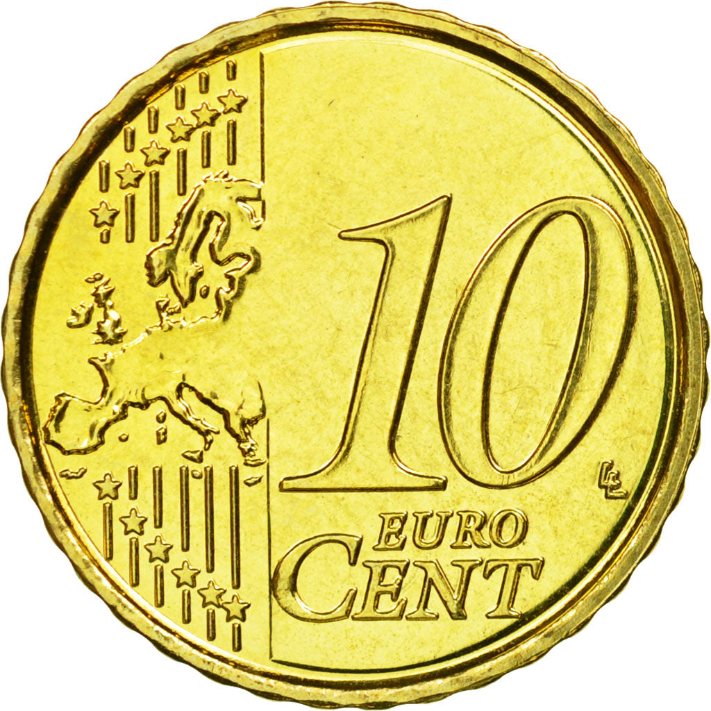 Belgium, 10 Euro Cent, 2010, MS(63), Brass, KM:277