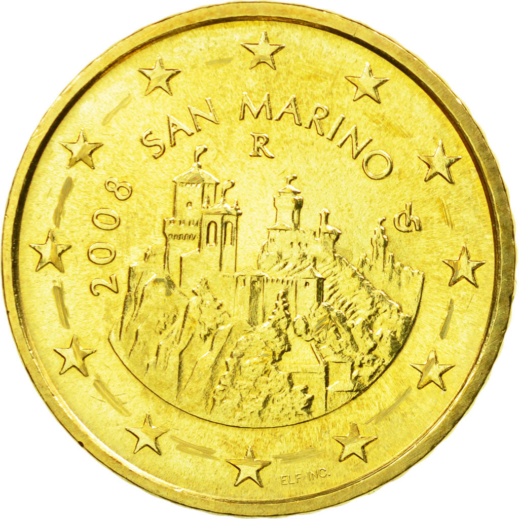 San Marino, 50 Euro Cent, 2008, SPL, Laiton, KM:484