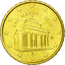 San Marino, 10 Euro Cent, 2010, AU(55-58), Brass, KM:482