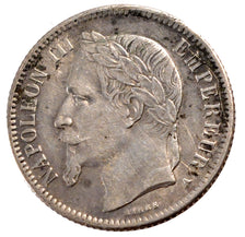 FRANCE, Napoléon III, Franc, 1867, Paris, KM #806.1, EF(40-45), Silver, Gadoury