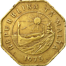 Moneda, Malta, 1st Anniversary - Republic of Malta, 25 Cents, 1975, MBC, Latón