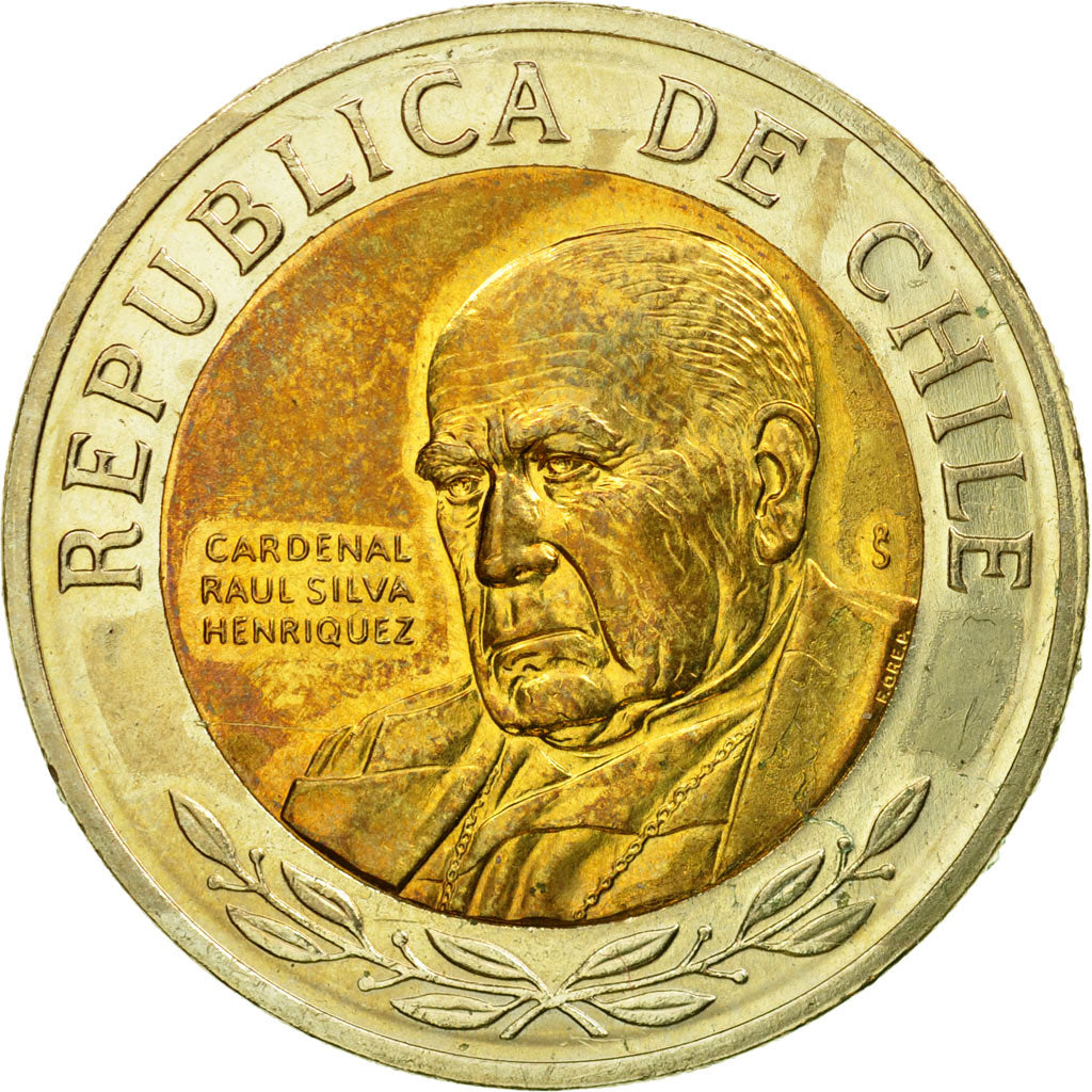 Coin, Chile, Cardinal Raul Silva Henriquez, 500 Pesos, 2008, Santiago