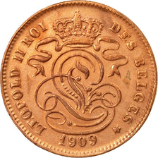 Coin, Belgium, Leopold II, 2 Centimes, 1909, AU(55-58), Copper, KM:35.1