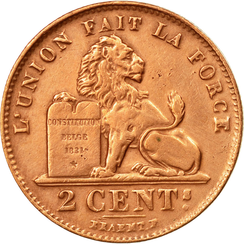Coin, Belgium, Leopold II, 2 Centimes, 1909, AU(55-58), Copper, KM:35.1