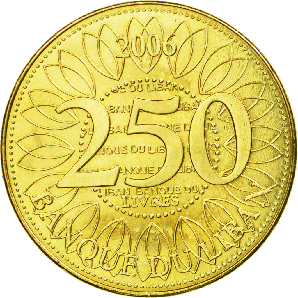 Coin, Lebanon, 250 Livres, 2006, EF(40-45), Aluminum-Bronze, KM:36