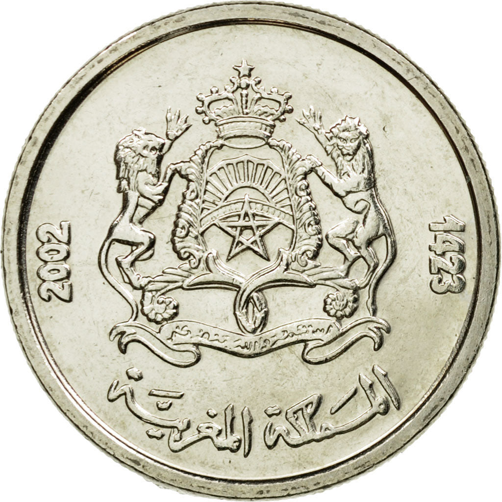 Coin, Morocco, Mohammed VI, 1/2 Dirham, 2002, AU(55-58), Copper-nickel, KM:116