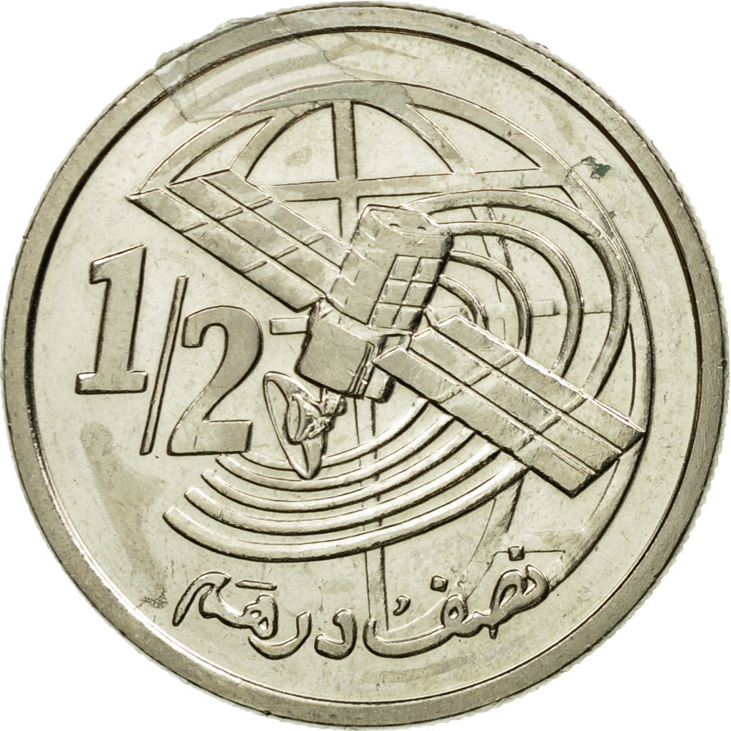 Coin, Morocco, Mohammed VI, 1/2 Dirham, 2002, AU(55-58), Copper-nickel, KM:116