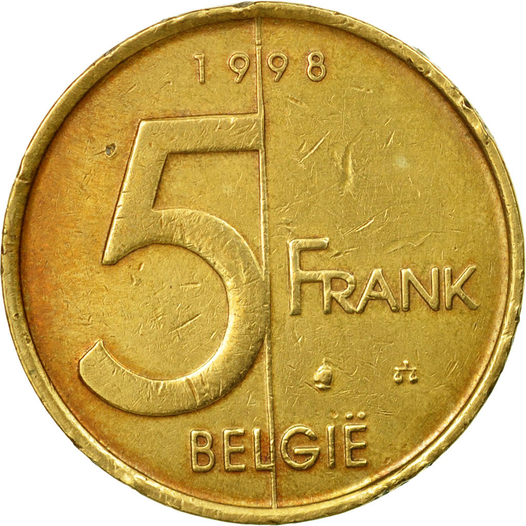 Moneda, Bélgica, Albert II, 5 Francs, 5 Frank, 1998, Brussels, MBC, Aluminio -