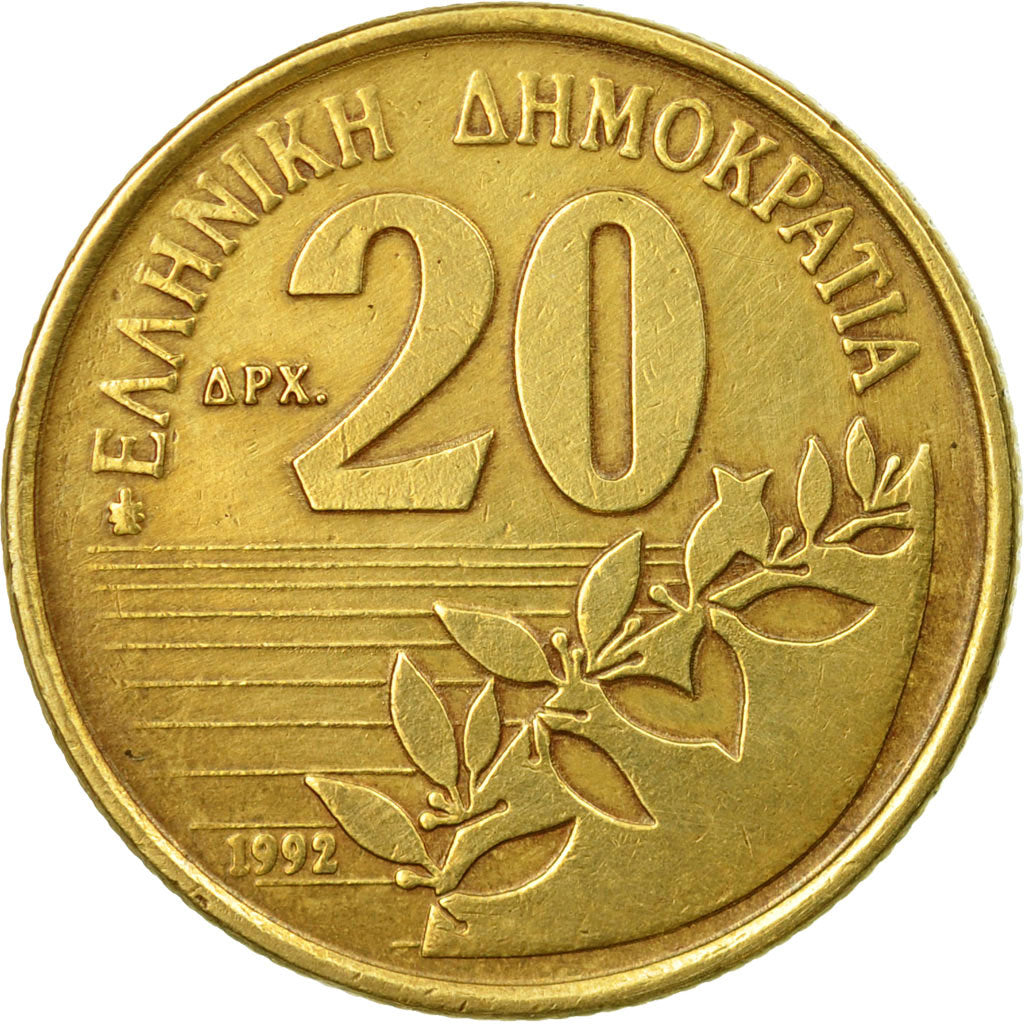 Münze, Griechenland, 20 Drachmes, 1992, SS, Aluminum-Bronze, KM:154