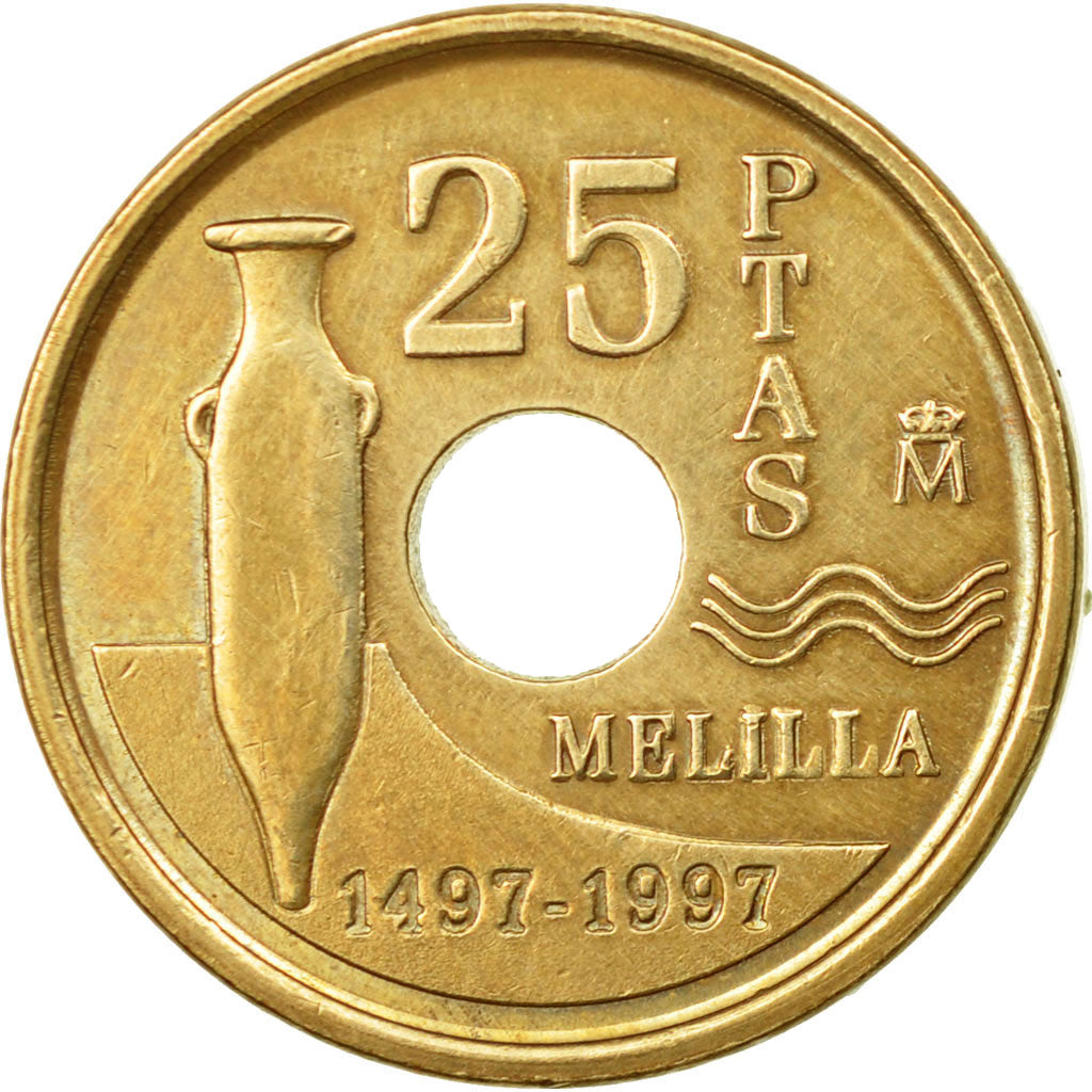 Moneda, España, Juan Carlos I, Melilla, 25 Pesetas, 1997, Madrid, MBC, Aluminio