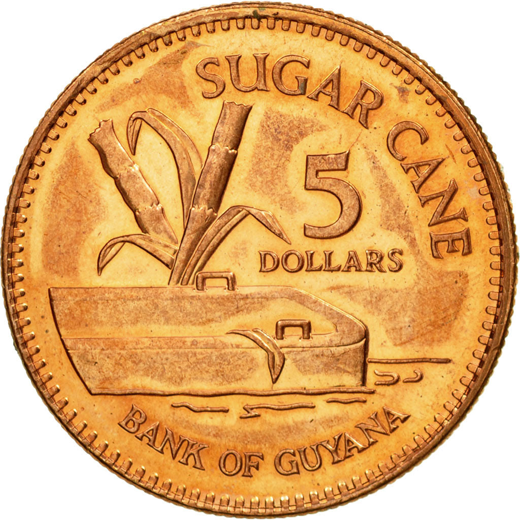 Coin, Guyana, 5 Dollars, 2005, Royal Mint, EF(40-45), Copper Plated Steel, KM:51