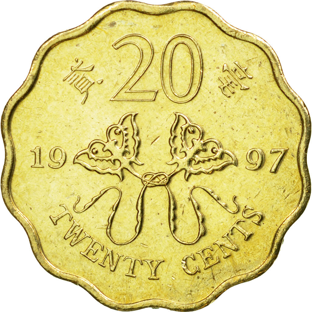 Moneta, Hong Kong, Elizabeth II, 20 Cents, 1997, EF(40-45), Mosiądz niklowy