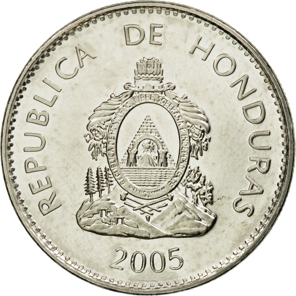 Coin, Honduras, 50 Centavos, 2005, AU(55-58), Nickel plated steel, KM:84a.2