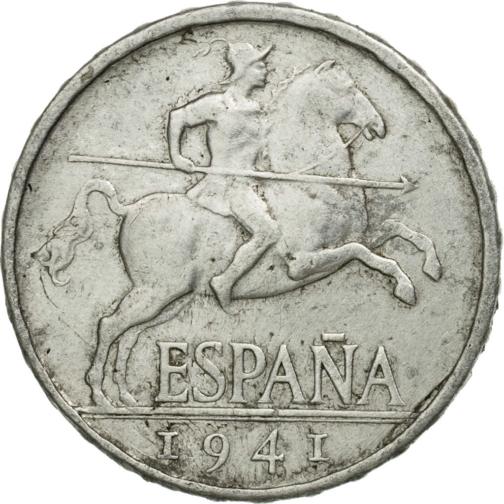 Coin, Spain, 5 Centimos, 1941, EF(40-45), Aluminum, KM:765