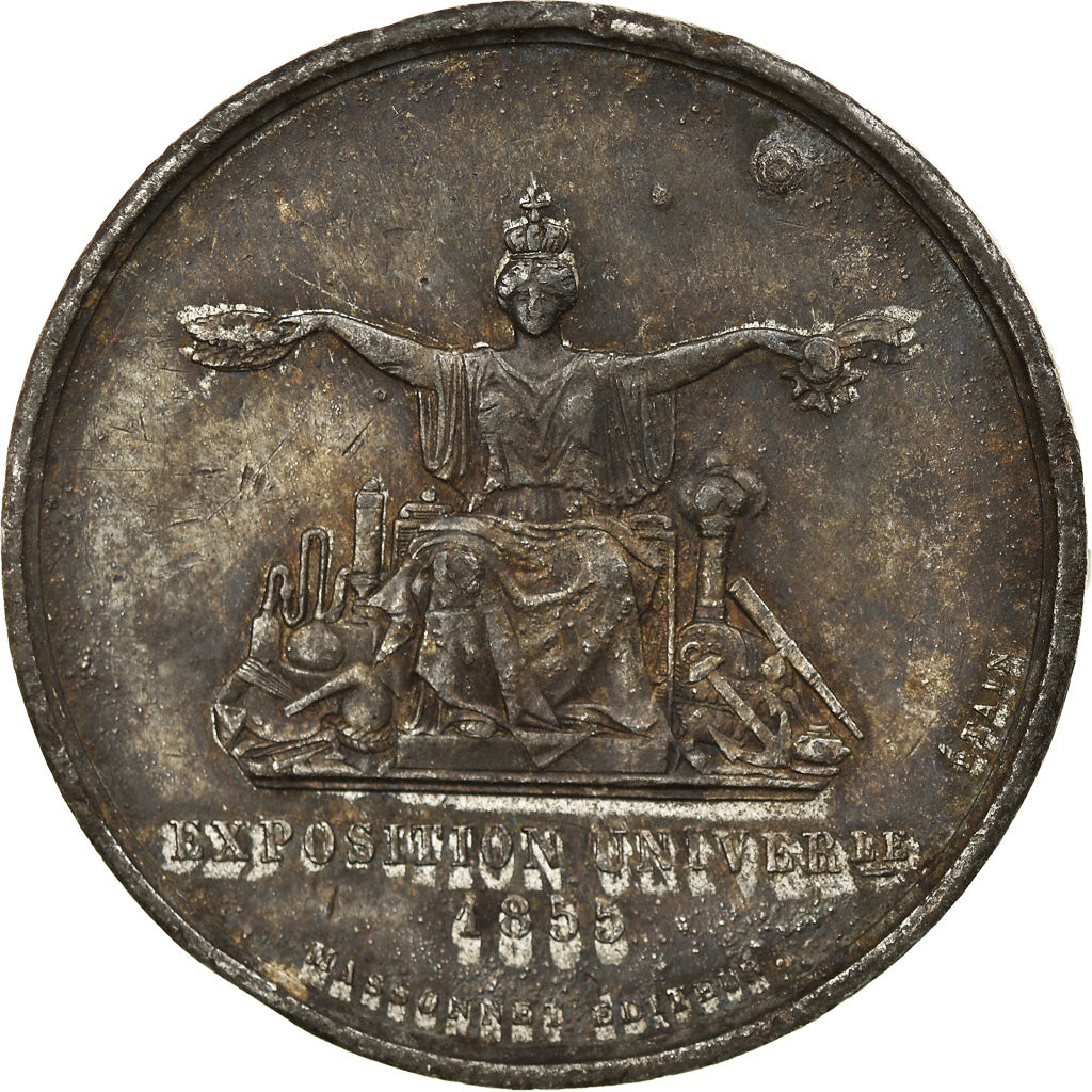 France, Medal, Napoléon III, Exposition Universelle de Paris, 1855, Caqué