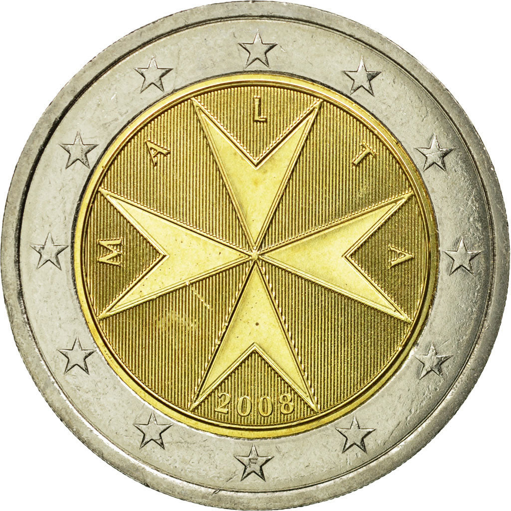 Malta, 2 Euro, 2008, EF(40-45), Bi-Metallic, KM:132