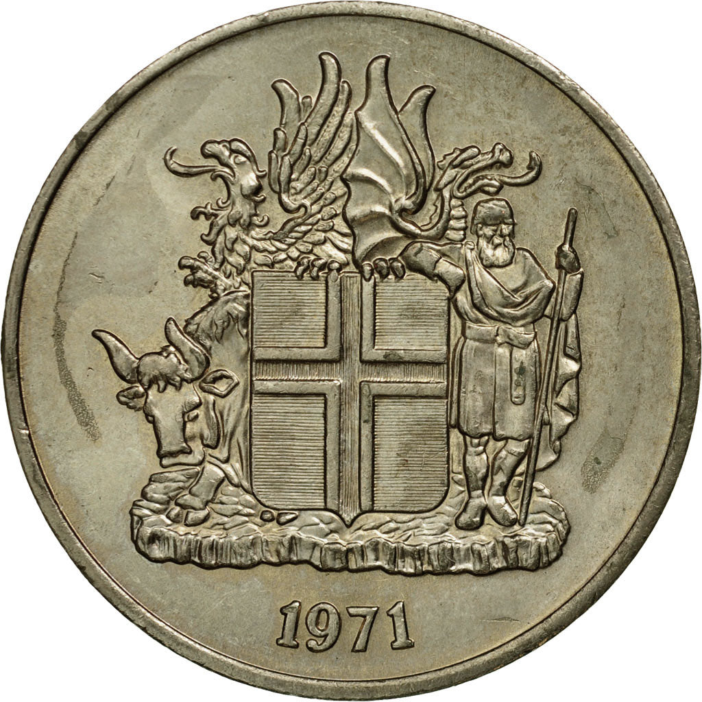 Coin, Iceland, 10 Kronur, 1971, EF(40-45), Copper-nickel, KM:15