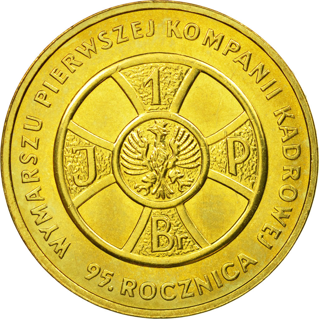 Coin, Poland, First Cadre March, 2 Zlote, 2009, Warsaw, EF(40-45), Brass, KM:690