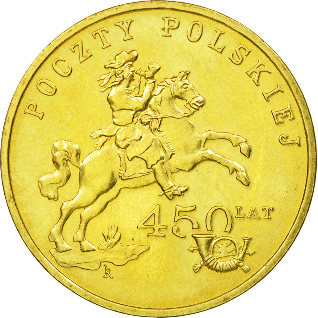 Coin, Poland, 450th Anniversary of the Polish Post, 2 Zlote, 2008, EF(40-45)