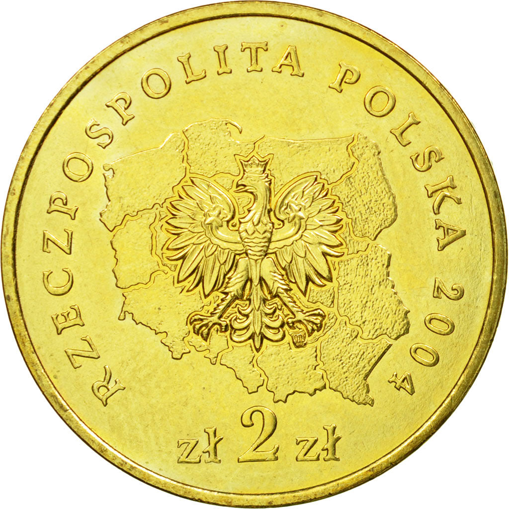 Moneda, Polonia, Podlaskie District, 2 Zlote, 2004, Warsaw, MBC, Latón, KM:491