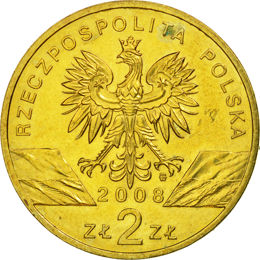 Coin, Poland, 2 Zlote, 2008, Warsaw, EF(40-45), Brass, KM:627