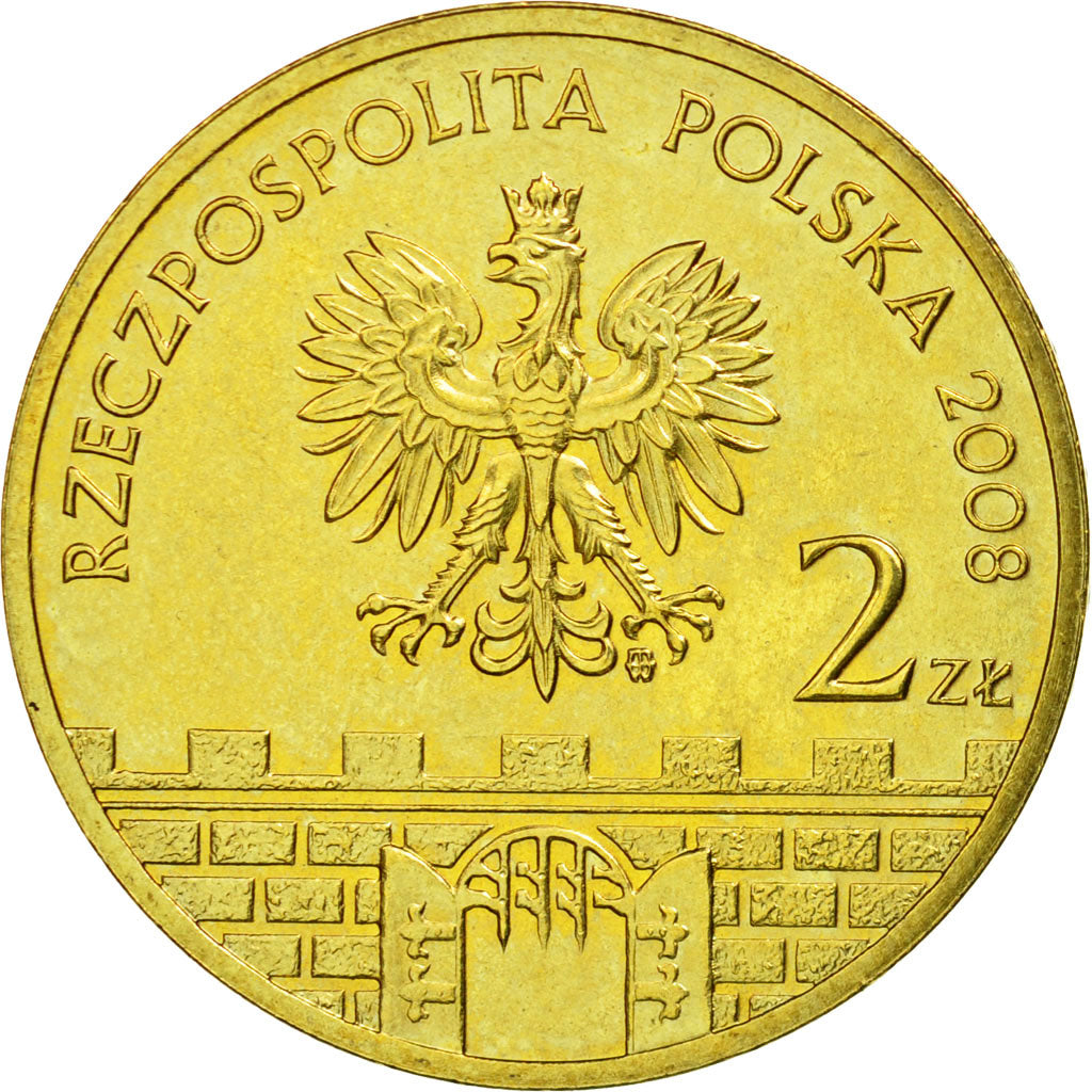 Coin, Poland, 2 Zlote, 2008, Warsaw, VF(30-35), Brass, KM:628